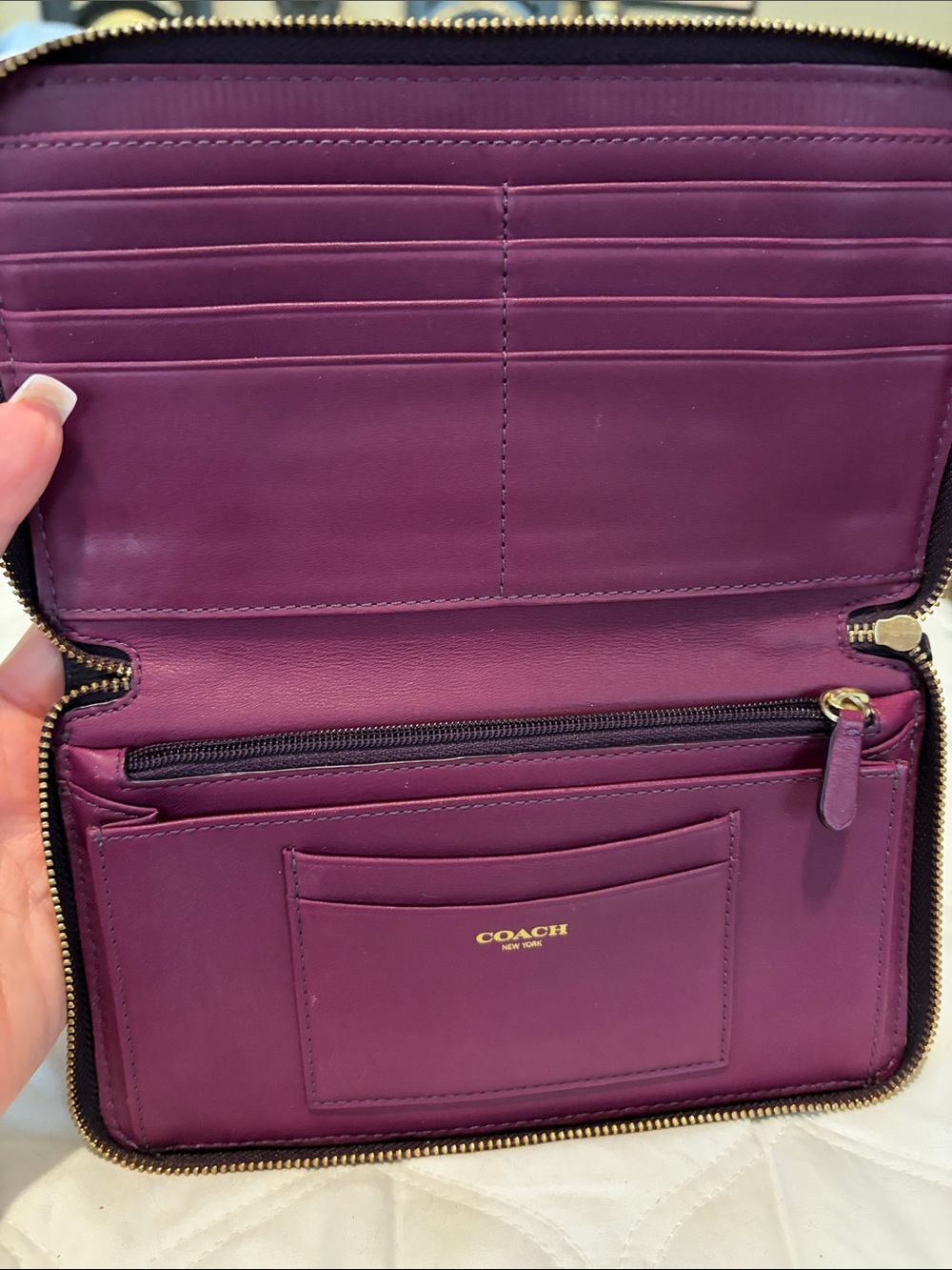 Coach Leather Zip Wallet in Plum - Picture 5 of 5